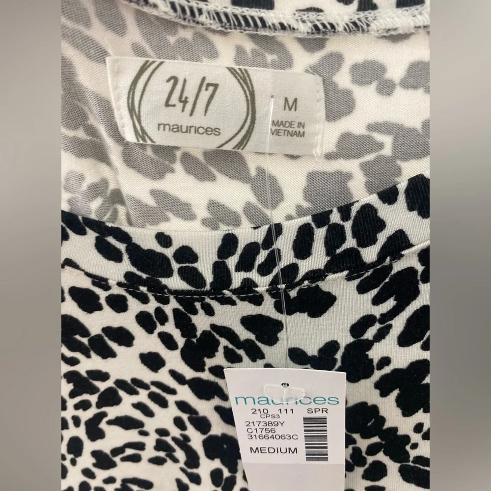 ❤️❤️NWT Black & White Leopard Scoop Neck Sleeveless Bomber Mid Length Dress - Picture 4 of 6